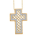 Diamond Cross Pendant Necklace (18 Inches) 14K YG Over Sterling Silver - Sticky add to cart bar