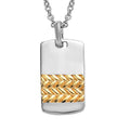 Vermeil YG, Platinum Over Sterling Silver Bar Pendant with Stainless Steel Necklace 20 Inches 3.80 Grams - Sticky add to cart bar