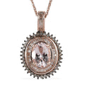 Pink Morganite, Natural Champagne and White Diamond Double Halo Pendant Necklace 20-22 Inches in Vermeil Rose Gold Over Sterling Silver 1.50 ctw - Sticky add to cart bar