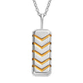 Vermeil YG and Platinum Over Sterling Silver Bar Pendant with Stainless Steel Necklace 20 Inches - Sticky add to cart bar