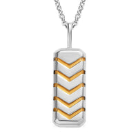 Vermeil YG and Platinum Over Sterling Silver Bar Pendant with Stainless Steel Necklace 20 Inches