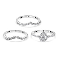 Rhapsody IGI Certified 950 Platinum Diamond E-F VS Set of 3 Stackable Ring (Size 6.0) 6.40 Grams 0.50 ctw