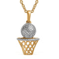 Vermeil YG and Platinum Over Sterling Silver Pendant with Stainless Steel Necklace 20 Inches - Sticky add to cart bar