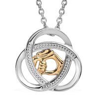 Vermeil YG, Platinum Over Sterling Silver Pendant with Stainless Steel Necklace 20 Inches 3.85 Grams