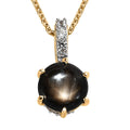 Premium Bankacha Natural Black Star Sapphire and White Zircon Pendant Necklace 20 Inches in Vermeil Yellow Gold Over Sterling Silver 1.90 ctw - Sticky add to cart bar