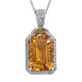 Brazilian Citrine and White Zircon Pendant Necklace 20 Inches in Platinum Over Sterling Silver 17.35 ctw - Sticky add to cart bar