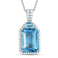 Sky Blue Topaz and White Zircon Pendant Necklace 20 Inches in Platinum Over Sterling Silver 21.90 ctw - Sticky add to cart bar