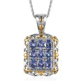 Tanzanite Pendant Necklace 20 Inches in Vermeil YG and Platinum Over Sterling Silver 1.40 ctw - Sticky add to cart bar
