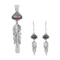 Santa Fe Style Rainbow Turquoise Pendant and Earrings in Sterling Silver 2.50 ctw - Sticky add to cart bar