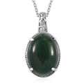 Green Aventurine Pendant Necklace (20 Inches) in Stainless Steel 16.50 ctw - Sticky add to cart bar