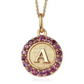 Orissa Rhodolite Garnet Initial A Coin Medallion Pendant Necklace 20 Inches in Vermeil Yellow Gold Over Sterling Silver 1.00 ctw - Sticky add to cart bar