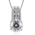 120 Facets Moissanite Pendant Necklace 20 Inches in Platinum Over Sterling Silver 3.85 ctw - Sticky add to cart bar