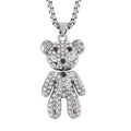 Austrian Crystal Bear Pendant in Silvertone with Stainless Steel Necklace 28 Inches - Sticky add to cart bar