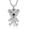 Black and White Austrian Crystal, Enameled Bear Pendant in Silvertone with Stainless Steel Necklace 28 Inches - Sticky add to cart bar