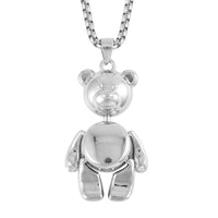 Bear Pendant in Silvertone with Necklace 28 Inches