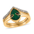 Green Onyx and White Zircon Chevron Alien Band Ring Set in Vermeil Yellow Gold Over Sterling Silver 2.00 ctw - Sticky add to cart bar