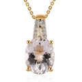 One Time Only Pink Morganite, Diamond Pendant Necklace (20 Inches) in Vermeil YG Over Sterling Silver 3.10 ctw - Sticky add to cart bar