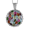 Multi Gemstone Cluster Pendant Necklace 20 Inches in Platinum Over Sterling Silver 9.10 ctw - Sticky add to cart bar