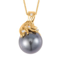 Tahitian Cultured Pearl 12-13mm and Moissanite Pendant Necklace 18 Inches in Vermeil Yellow Gold Over Sterling Silver - Sticky add to cart bar