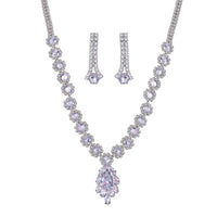 Austrian Crystal Necklace 20-22 Inches and Earrings in Silvertone