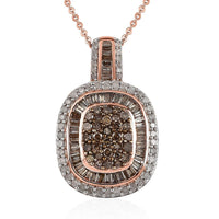 TLV Natural Champagne and White Diamond Cocktail Pendant Necklace (20 Inches) in Vermeil RG Over Sterling Silver