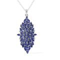 Tanzanite and White Zircon Elongated Pendant Necklace 18 Inches in Platinum Over Sterling Silver 5.75 ctw - Sticky add to cart bar