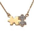 White Zircon Puzzle Pieces Necklace 18 Inches in Vermeil Yellow Gold Over Sterling Silver 0.10 ctw - Sticky add to cart bar