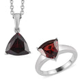 Mozambique Garnet Solitaire Ring and Pendant Necklace 20 Inches in Stainless Steel 5.20 ctw - Sticky add to cart bar