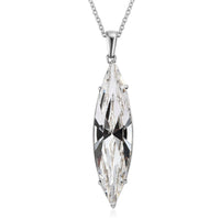 White Crystal Solitaire Pendant Necklace 20 Inches in Stainless Steel