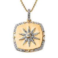 White Zircon Celestial Sun Medallion Pendant Necklace 20 Inches in Vermeil Yellow Gold Over Sterling Silver 1.30 ctw