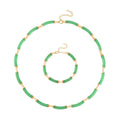 Green Jade (D) Bracelet (6.50-8.50In) and Necklace 18-20 Inches in Vermeil Yellow Gold Over Sterling Silver 152.00 ctw - Sticky add to cart bar