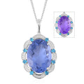 Color Change Fluorite (IR) and Multi Gemstone Pendant Necklace 18 Inches in Rhodium Over Sterling Silver 14.30 ctw - Sticky add to cart bar