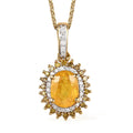 Madagascar Yellow Sapphire, Yellow and White Diamond Double Halo Pendant Necklace 20 Inches in Vermeil Yellow Gold Over Sterling Silver 2.00 ctw - Sticky add to cart bar