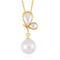 White Edison Pearl and White Mother of Pearl Pendant Necklace 20 Inches in Goldtone - Sticky add to cart bar