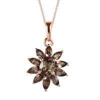 Premium Jenipapo Andalusite Floral Pendant Necklace 20 Inches in Vermeil Rose Gold Over Sterling Silver 2.40 ctw