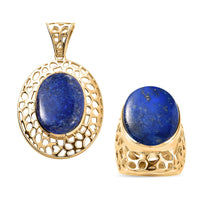 Karis Malagasy Labradorite Solitaire Ring and Pendant in 18K YG Plated 51.50 ctw