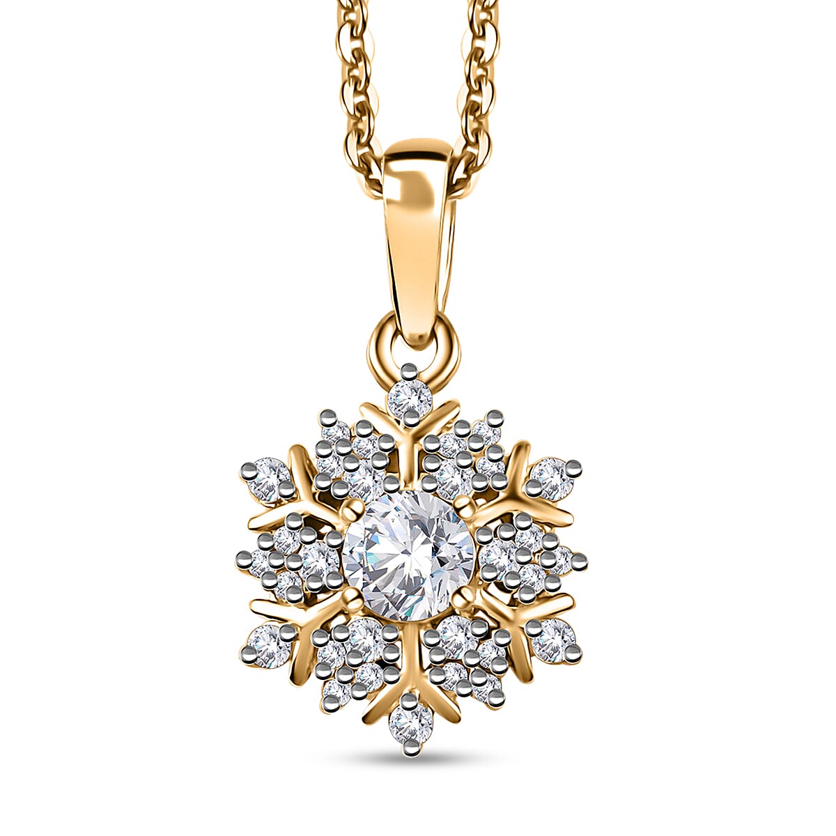 Moissantie Pendant Necklace 20 Inches in Vermeil Yellow Gold Over Sterling Silver 0.70 ctw