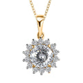 Moissanite Halo Pendant Necklace 20 Inches in Vermeil Yellow Gold Over Sterling Silver 2.60 ctw - Sticky add to cart bar