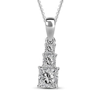 Moissanite Pendant Necklace 20 Inches in Platinum Over Sterling Silver 1.50 ctw