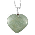 Karis Green Aventurine Heart Pendant Necklace 20 Inches in Platinum Bond and Stainless Steel 46.90 ctw - Sticky add to cart bar