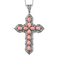 Oregon Peach Opal Cross Pendant Necklace 20 Inches in Platinum Over Sterling Silver 5.20 ctw - Sticky add to cart bar