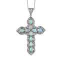 Ethiopian Welo Opal Cross Pendant Necklace (20 Inches) in Platinum Over Sterling Silver 5.00 ctw - Sticky add to cart bar