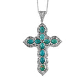Nevada Turquoise Cross Pendant Necklace 20 Inches in Platinum Over Sterling Silver 6.50 ctw - Sticky add to cart bar
