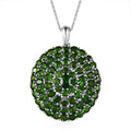 Chrome Diopside Cluster Pendant Necklace (20 Inches) in Platinum Over Sterling Silver 11.50 ctw - Sticky add to cart bar