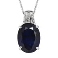 Masoala Sapphire (FF) and Diamond Pendant Necklace 20 Inches in Platinum Over Sterling Silver 14.35 ctw - Sticky add to cart bar