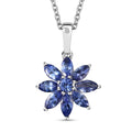 Premium Tanzanite Floral Pendant Necklace 20 Inches in Platinum Over Sterling Silver 2.50 ctw - Sticky add to cart bar