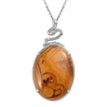 Crazy Lace Agate 38.50 ctw Solitaire Pendant Necklace 20 Inches in Stainless Steel - Sticky add to cart bar