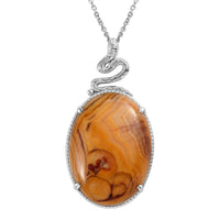 Crazy Lace Agate 38.50 ctw Solitaire Pendant Necklace 20 Inches in Stainless Steel
