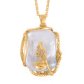 White Freshwater Pearl and Simulated Diamond 13-18mm Pendant Necklace 20 Inches in Goldtone 0.20 ctw - Sticky add to cart bar