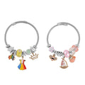 Resin, Murano Style Glass, Austrian Crystal and Lab Created Green Cat's Eye Set of 2 Bracelet (6.50-7.00In) in Silvertone - Sticky add to cart bar